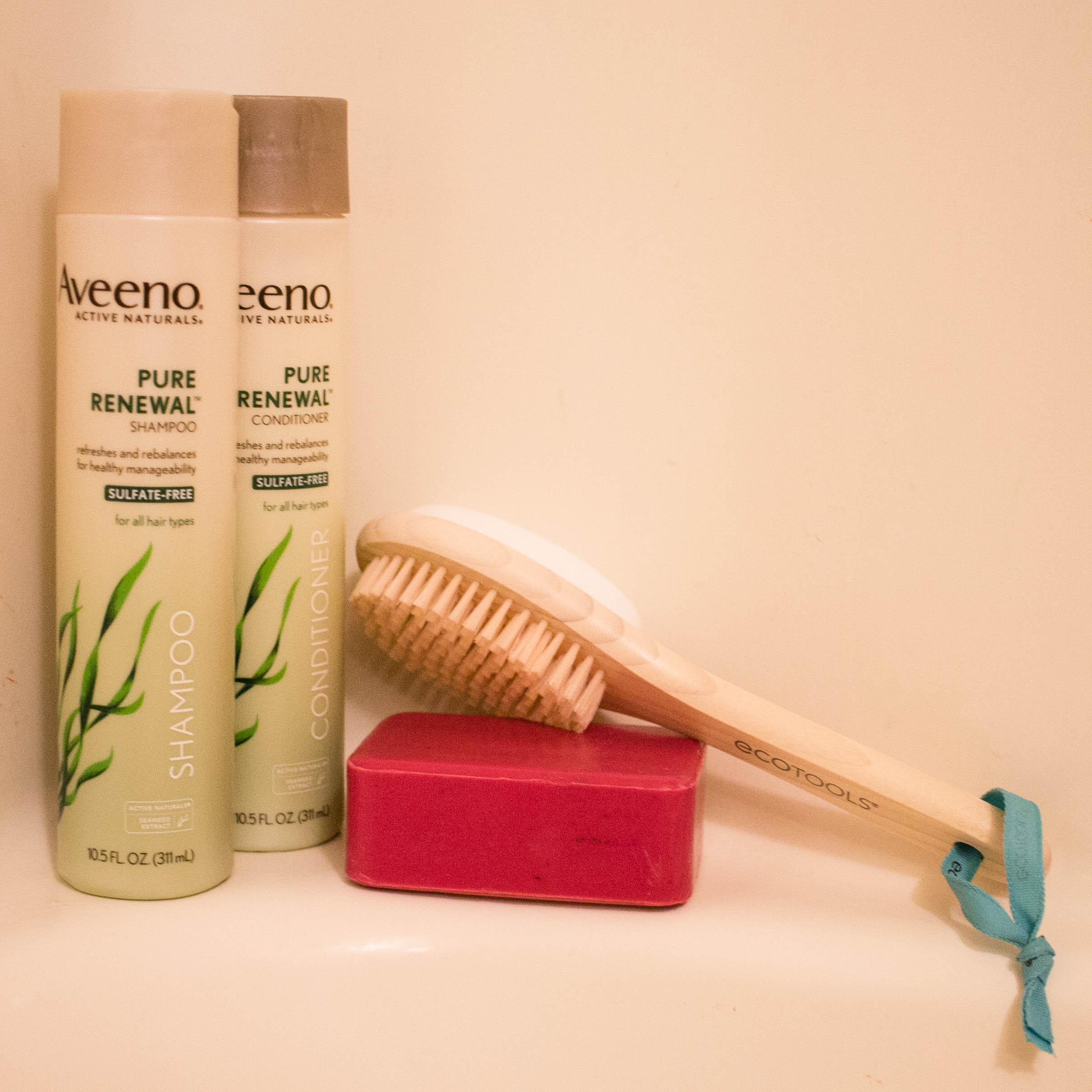 AVEENO PURE RENEWAL® Shampoo and Conditioner contains naturally derived cleansers and a sulfate free formula that gently cleans your hair and scalp