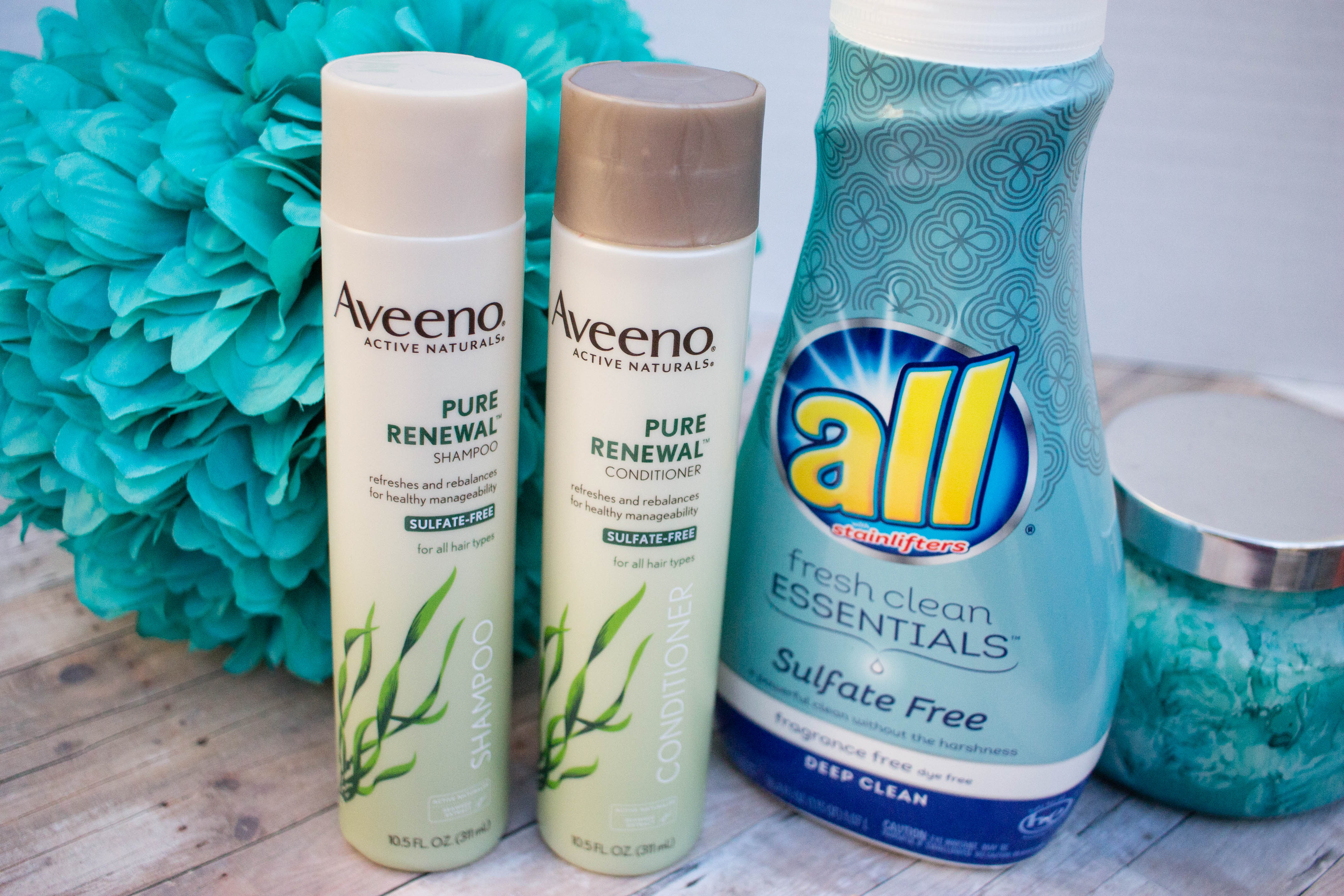 some of my favorite sulfate-free products: All Fresh Clean Essentials and Aveeno Pure Renewal!