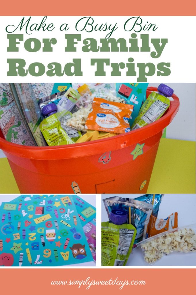 Fun kids activity for long road trip with little ones. Make a busy bin to keep your toddler or preschooler entertained on the drive! A cheap and super simple alternative to dvds or tablets in the car..jpg