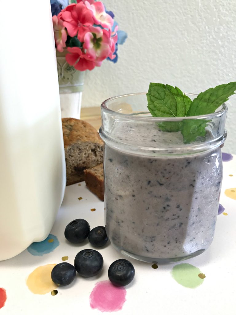 blueberry breakfast smoothie made with milk