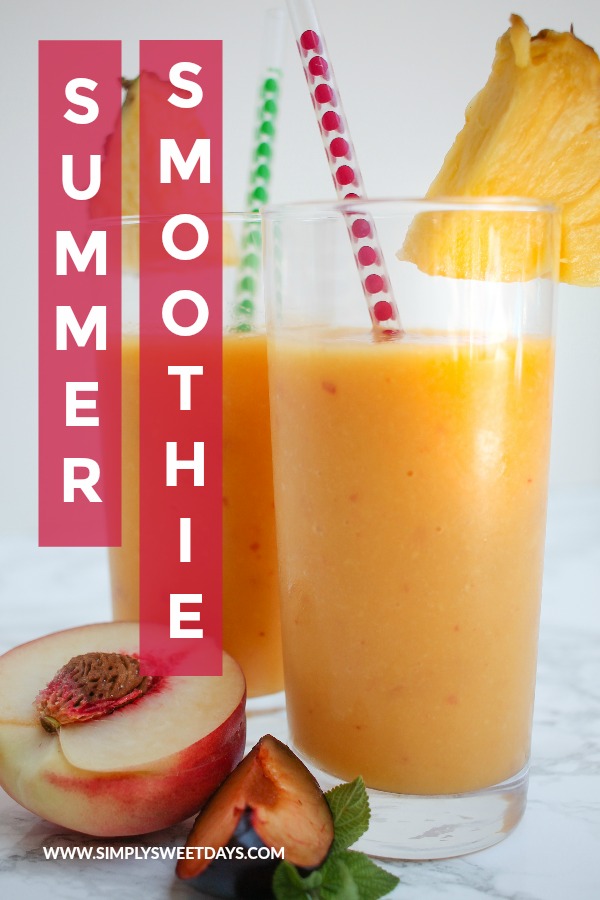 This refreshing summer smoothie hits the spot on hot summer afternoons. You can also make it from frozen fruit and enjoy this drink year-round!
