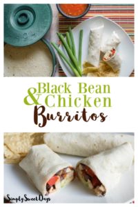 A quick and easy dinner idea for any day of the week! Homemade chicken and black bean burritos.