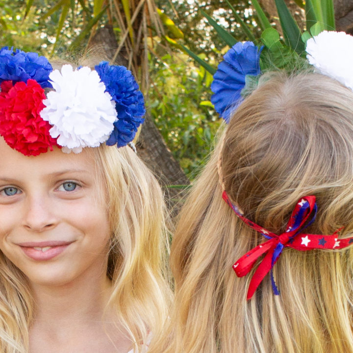 4th of july red white and blue flower headband
