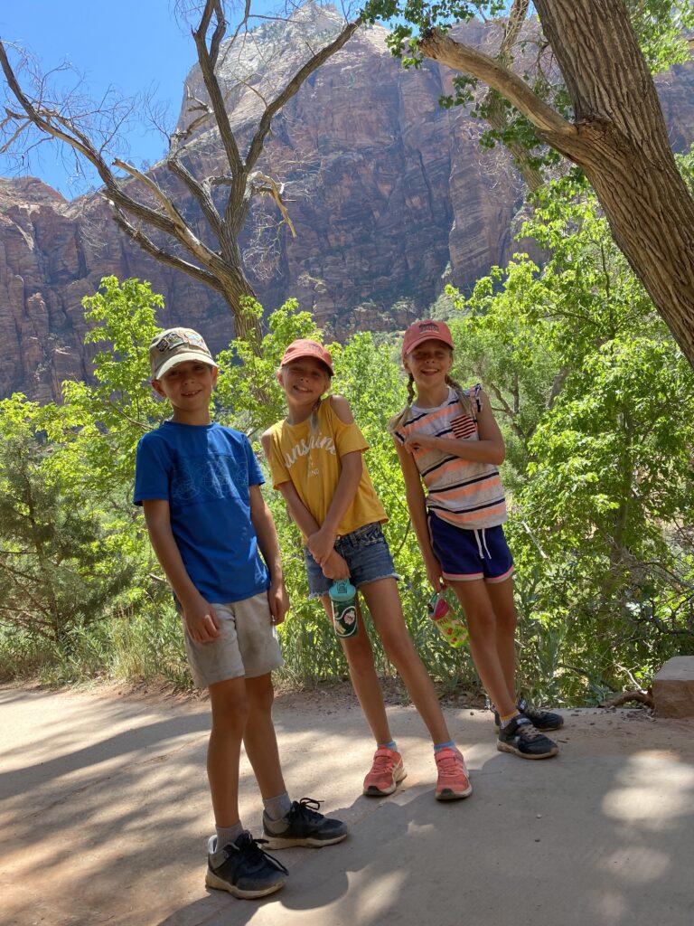 Kids on a hike at Zion National Park